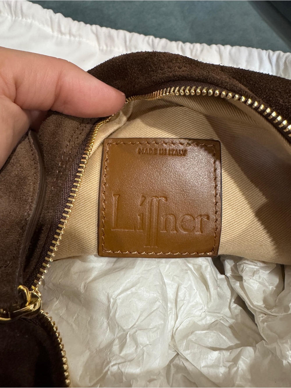 Liffner Brown Suede Pillow Pouch Bag - Picture 8 of 8